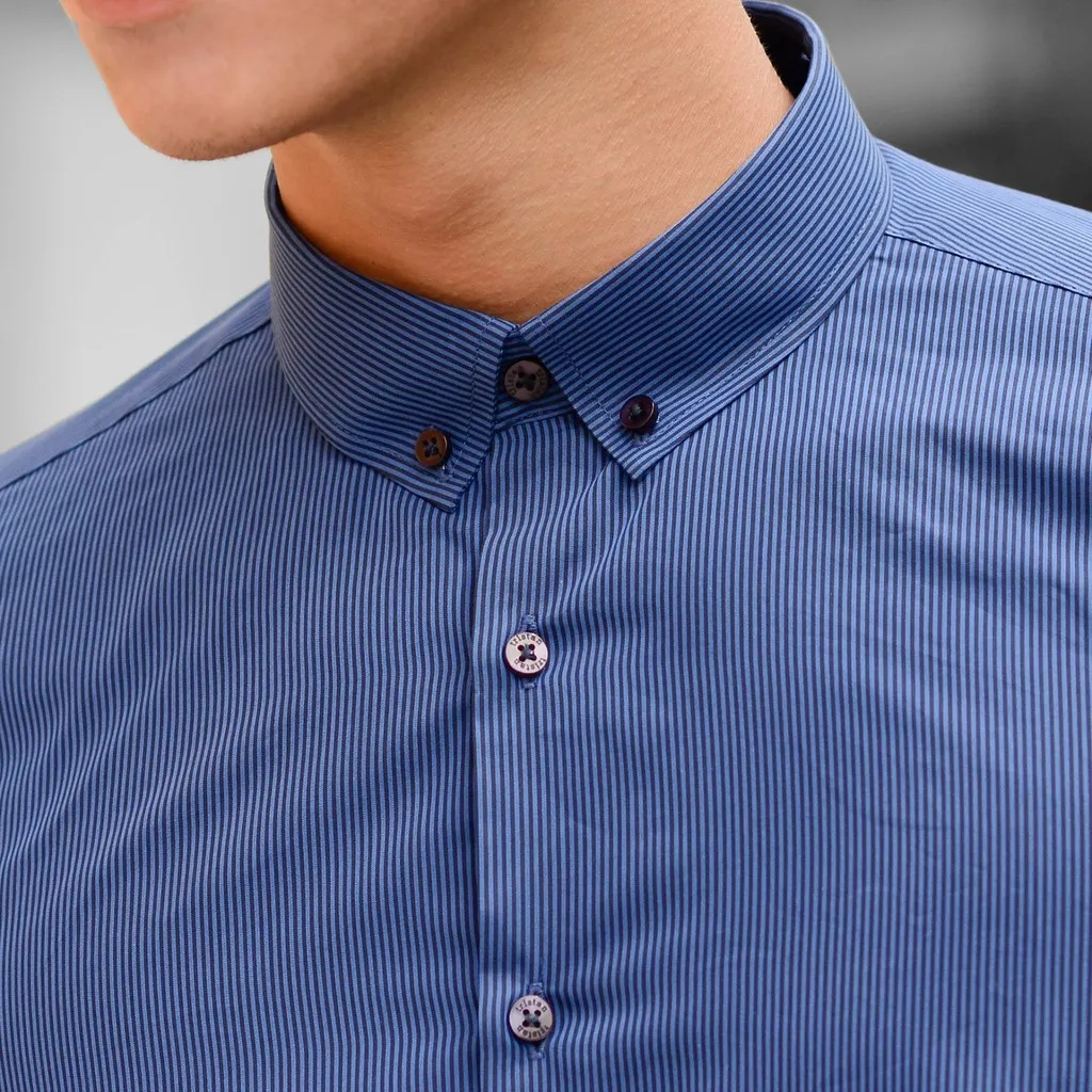 Alternative view of Áo Sơ Mi Kẻ Sọc Nam Dài Tay Công Sở Slim Fit Stripe Button Down Shirt Chống Nhăn Trẻ Trung - Tuto5
