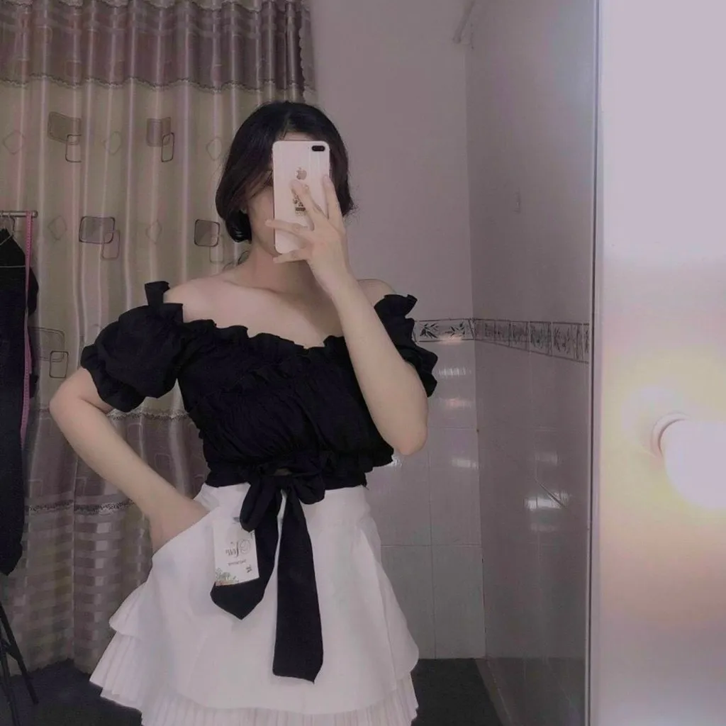 Alternative view of Áo Kiểu Voan Cột Eo Dáng Croptop - Lê Phương Boutique