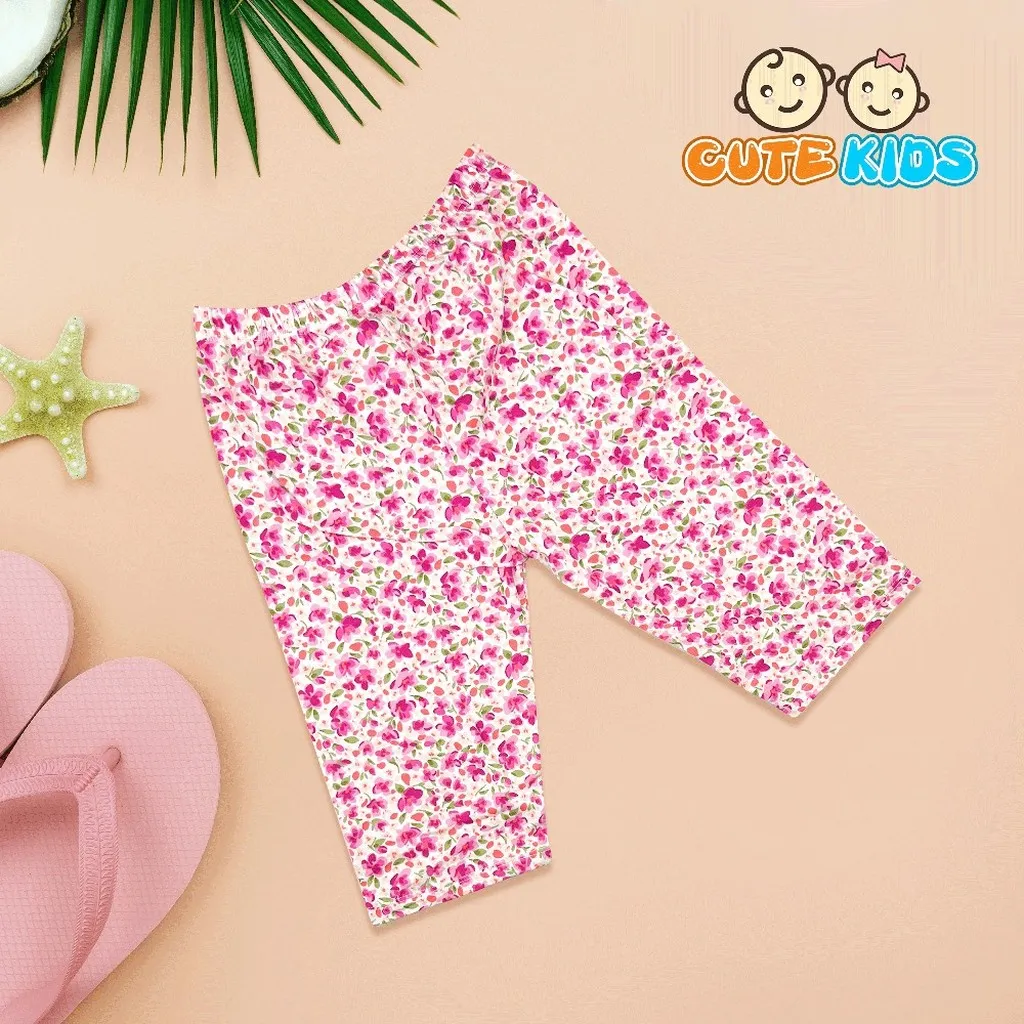 Quần Legging Lửng Bé Gái Họa Tiết Cotton Xuất Đẹp Mềm Mát Co Giãn Cho Bé 17-28kg