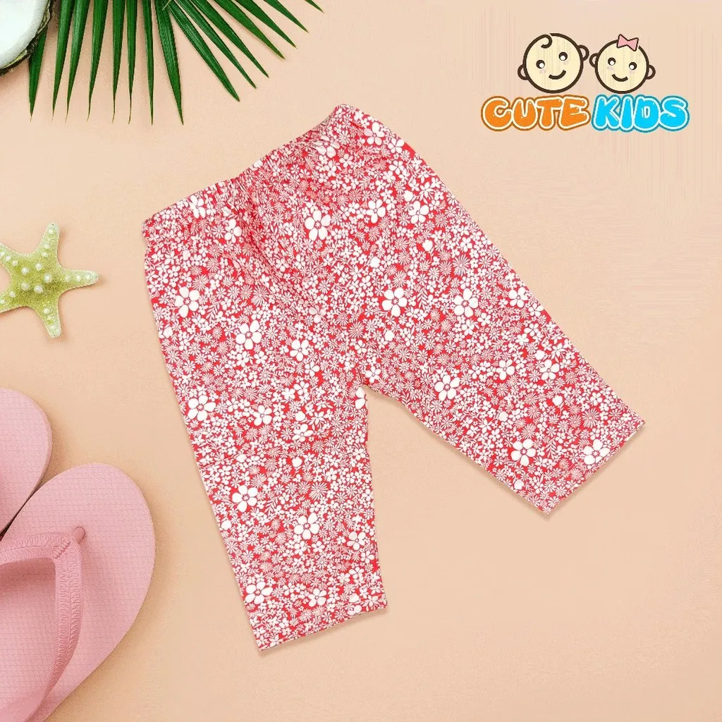 Quần Legging Lửng Bé Gái Họa Tiết Cotton Xuất Đẹp Mềm Mát Co Giãn Cho Bé 29-41kg