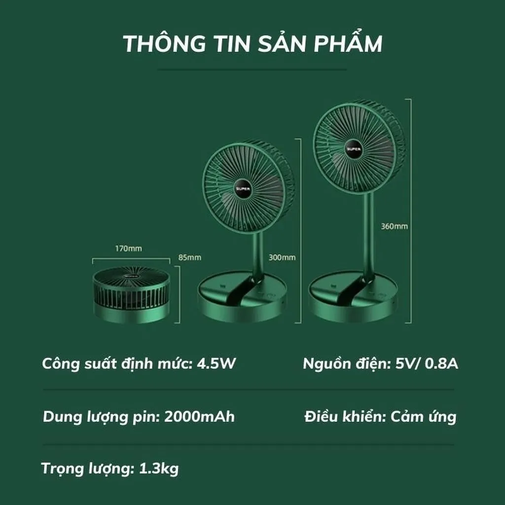 Alternative view of Quạt Tích Điện Super Gấp Gọn - Gdn