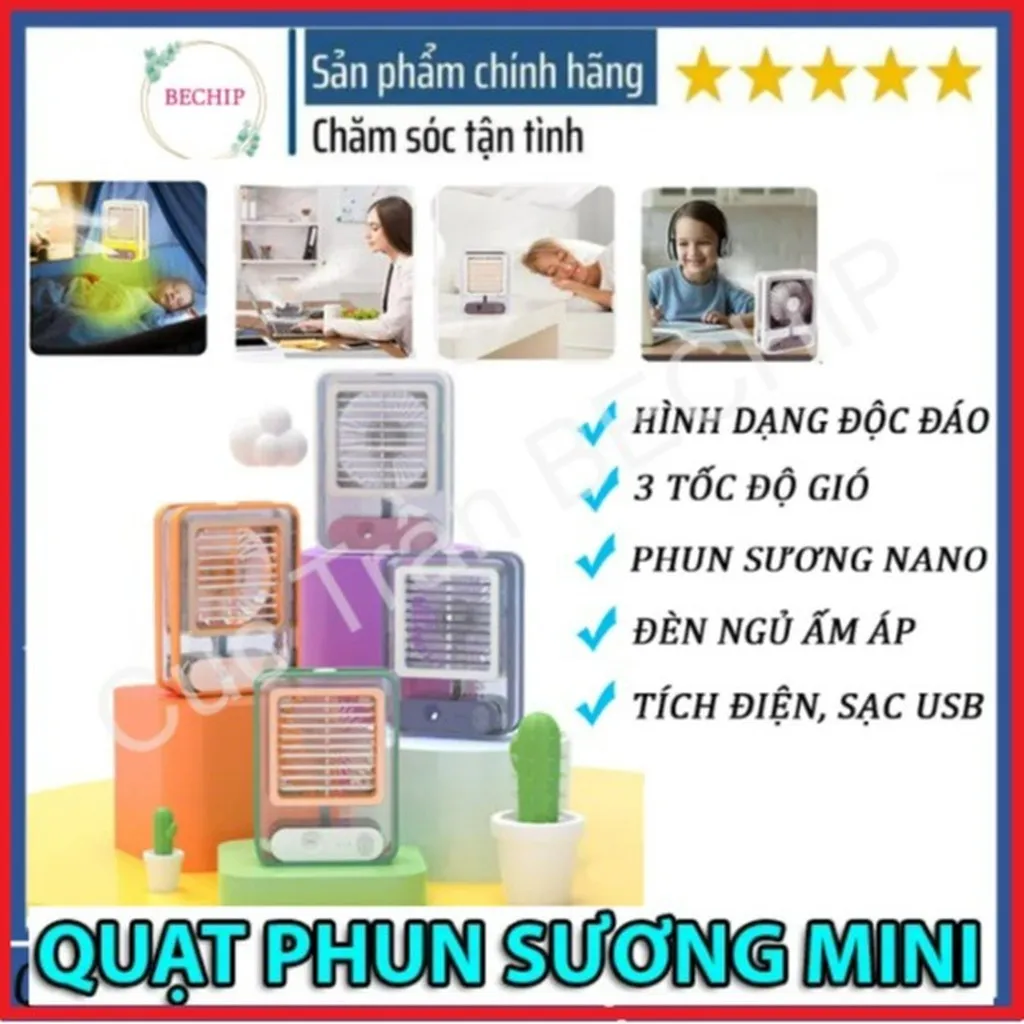 Quạt Tích Điện Phun Sương Mini Ctb173 – Bechip