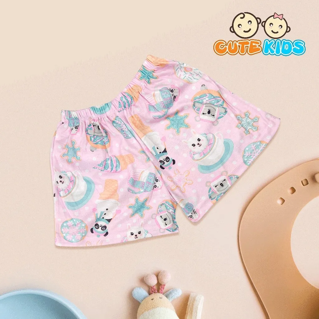 Quần Đùi Ngắn Cho Bé Gái Họa Tiết Bông Từ 21-40kg
