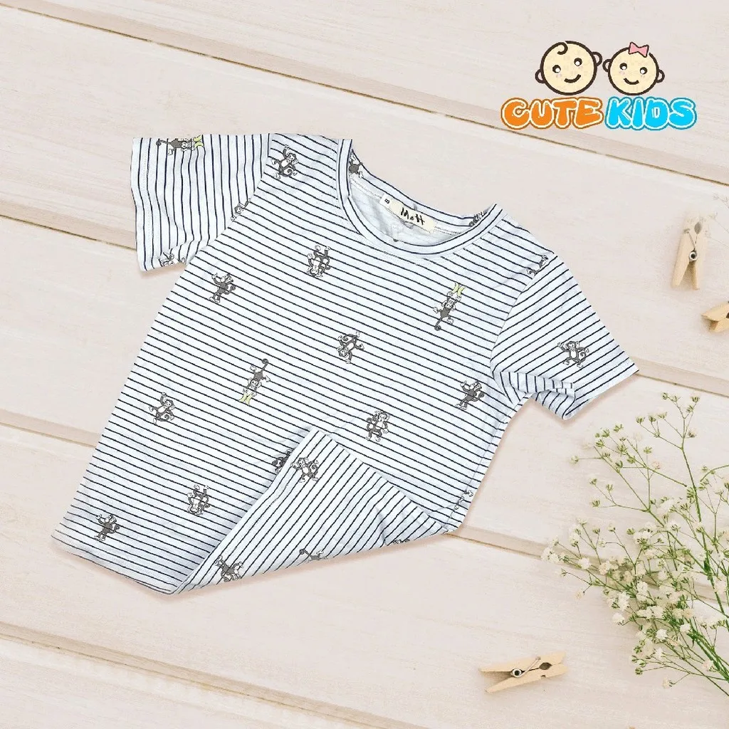 Áo Thun Tay Ngắn Cổ Tròn In Họa Tiết Thời Trang Mùa Hè Cho Bé Gái Từ 24-40kg