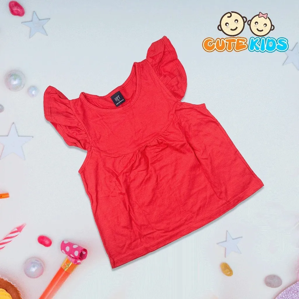 Áo Thun Tay Cánh Tiên Cổ Tròn Thời Trang Mùa Hè Cho Bé Gái Từ 09-23kg