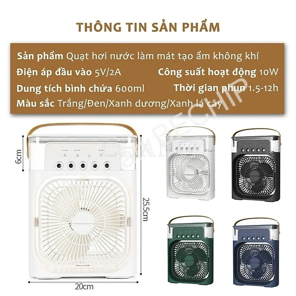 Alternative view of Quạt Điều Hòa Phun Sương, Quạt Điều Hòa Hơi Nước Để Bàn Kèm Đèn Led 7 Màu Ctb196 - Bechip
