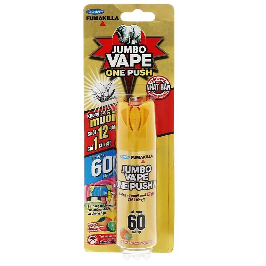 Bình Xịt Muỗi Jumbo Vape One Push Hường Cam Chanh 16ml - Gdn