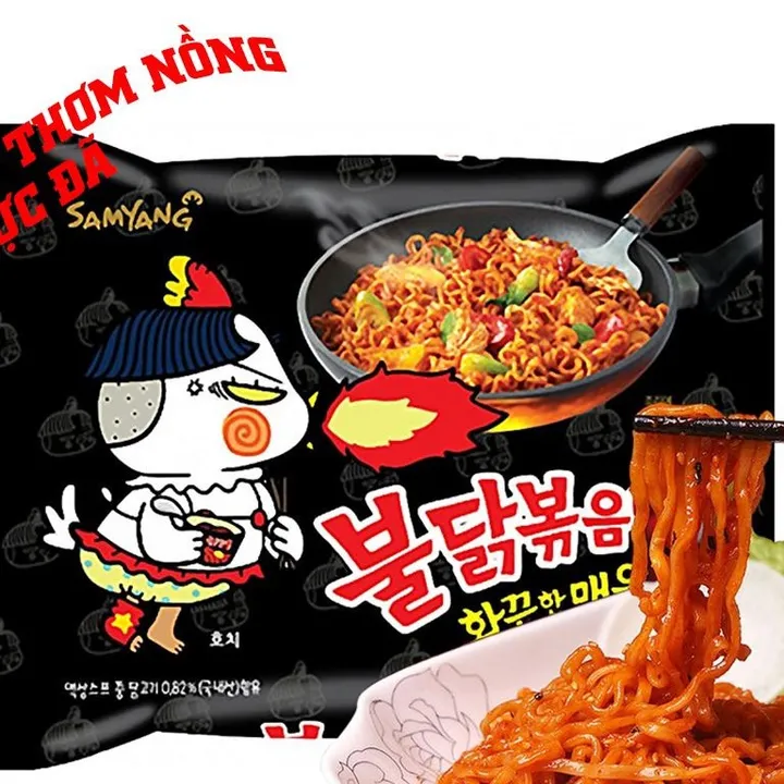 Lốc 5 Gói Mì Khô Gà Cay Samyang Vị Truyền Thống 140gram Đen - Gdn