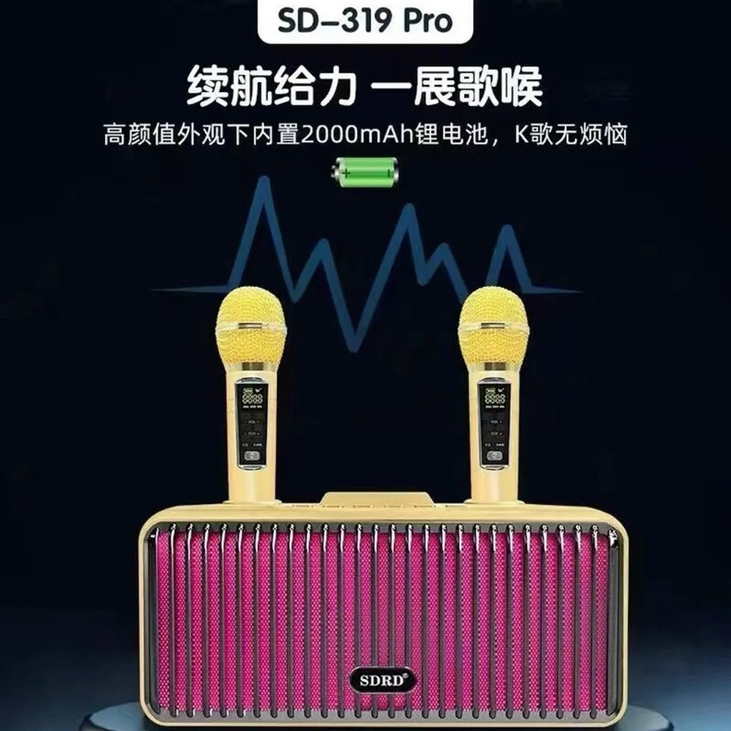 Hộp 1 Bộ - Loa Karaoke Sd319 Pro Sdrd Kèm 2 Micro Không Dây (giao Màu Ngẫu Nhiên)