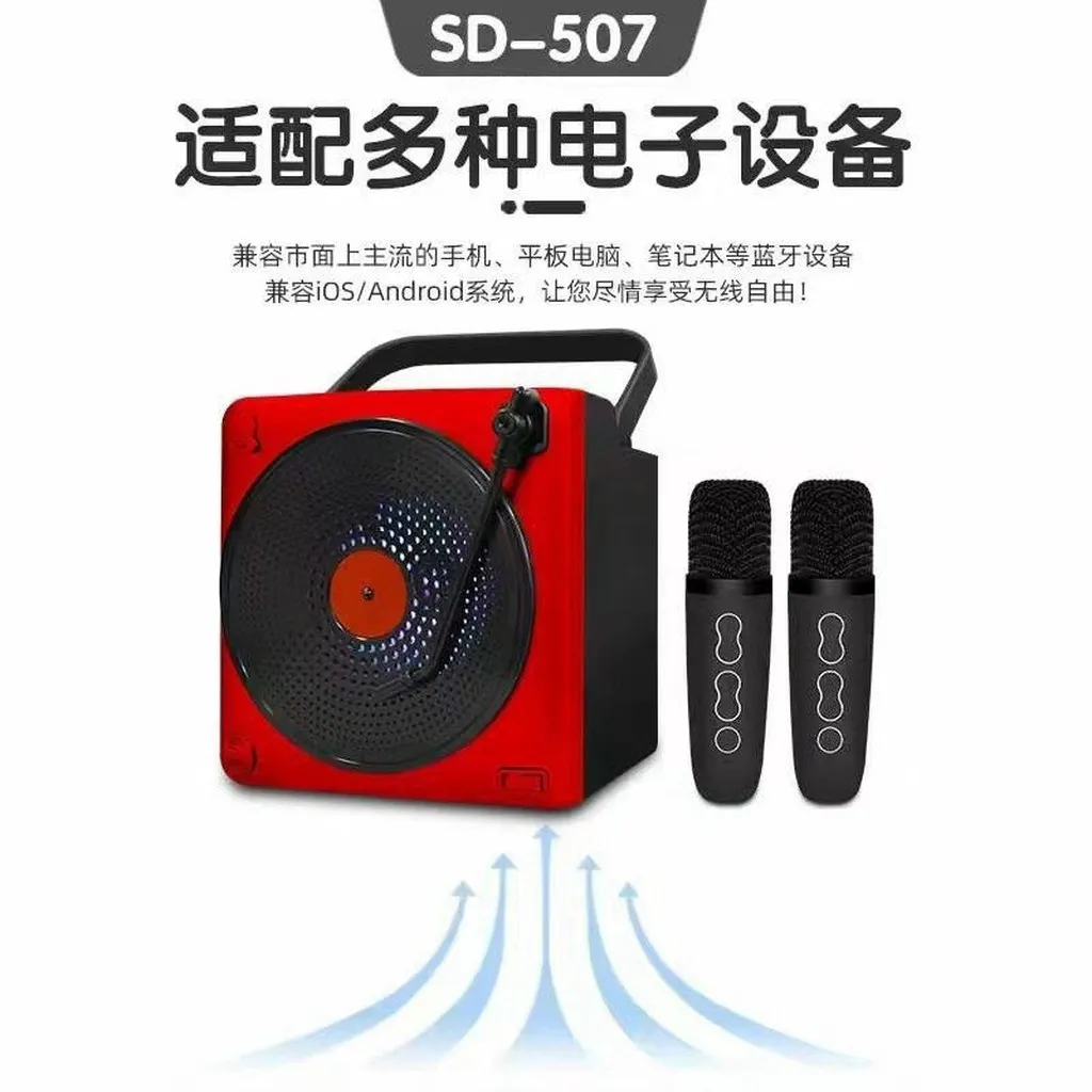 Hộp 1 Bộ - Loa Karaoke Sd507 Sdrd Kèm 2 Mic Không Dây (giao Màu Ngẫu Nhiên)
