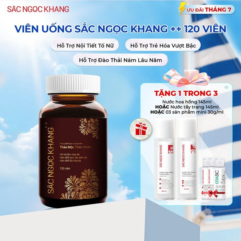Sắc Ngọc Khang++ 120 Viên - Liệu Trình 1 Tháng - Đẹp Da Mờ Nám, Chống Lão Hoá