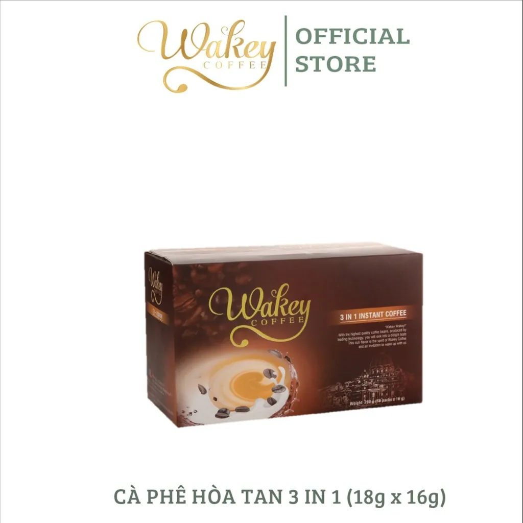 Cà Phê Hoà Tan 3 In 1 Wakeycoffee Đậm Đà, Thơm Ngon
