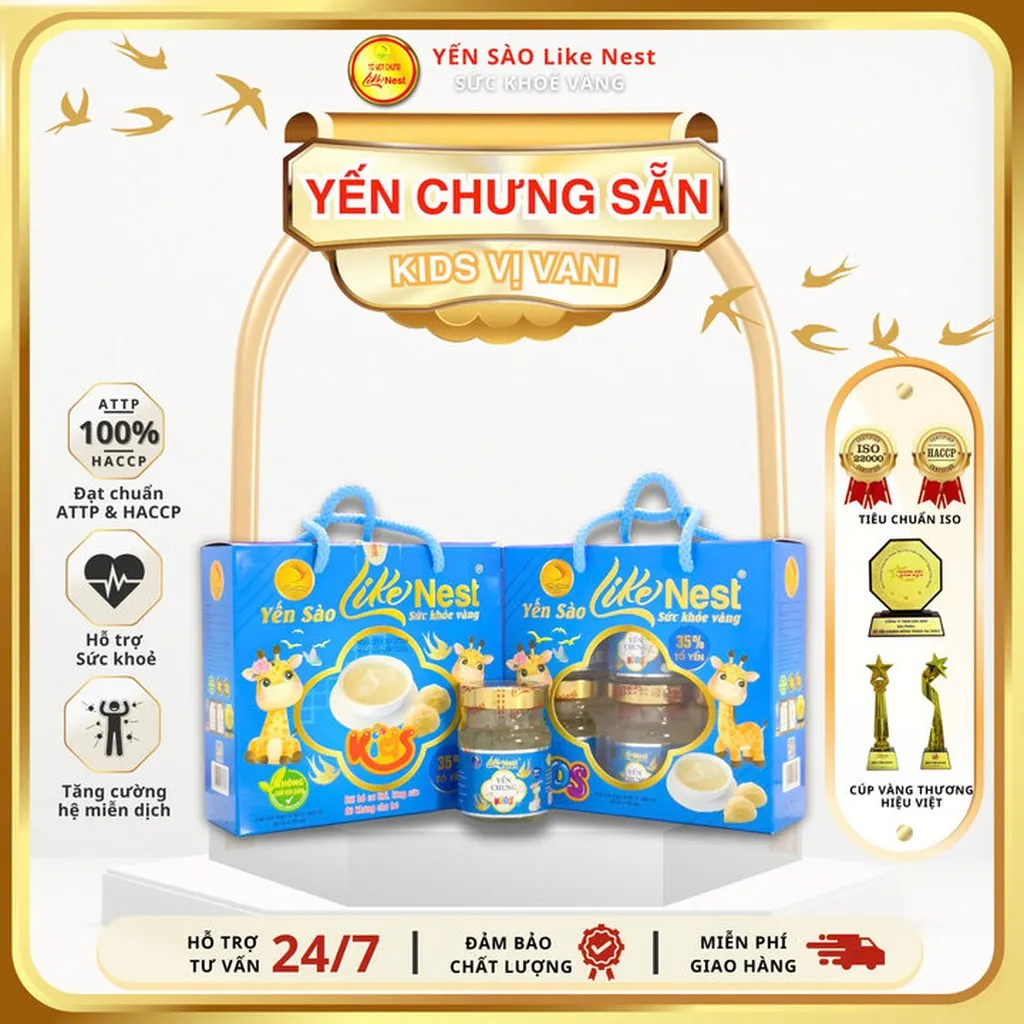 [lốc Mini 6 Hũ] Like Nest Yến Kids Vị Vani Chưng Sẵn Cho Bé 35% Yến - Like Beauty