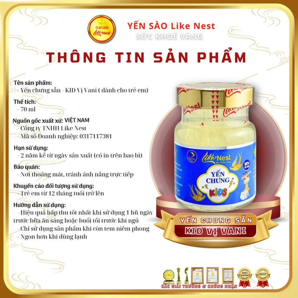 Alternative view of [lốc Mini 6 Hũ] Like Nest Yến Kids Vị Vani Chưng Sẵn Cho Bé 35% Yến - Like Beauty