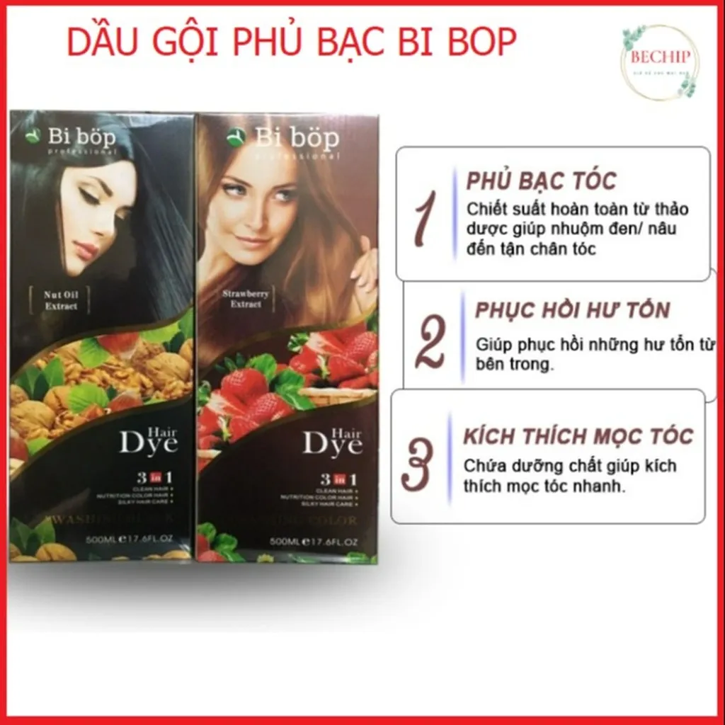 Dầu Gội Phủ Bạc Đen, Nâu Tóc Từ Lần Gội Đầu Tiên Bibop Ctb191 - Bechip