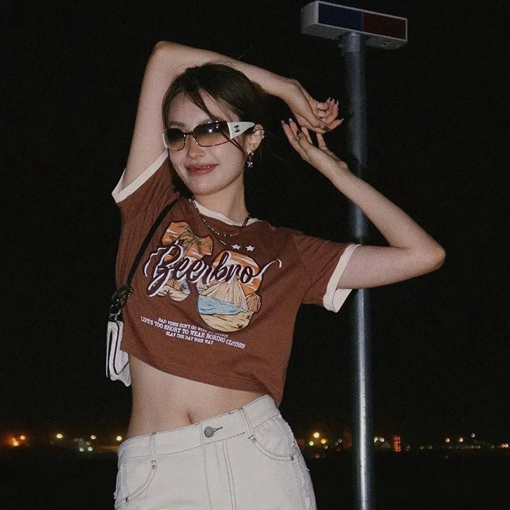 Alternative view of Áo Thun Nữ Croptop Cổ Tròn Tay Ngắn Beerbro - Ausa House