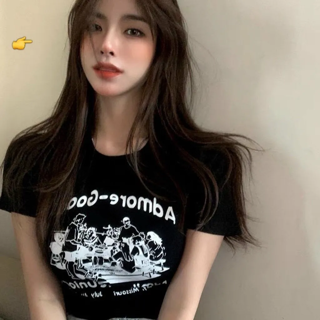 Alternative view of Áo Thun Nữ Croptop Cổ Tròn Tay Ngắn Admore Goode - Ausa House