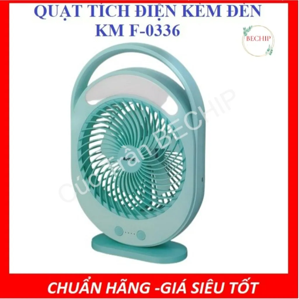 Quạt Tích Điện Kèm Hợp Đèn Led Siêu Sáng, Pin Trâu Km F0336 Ctb208 - Bechip