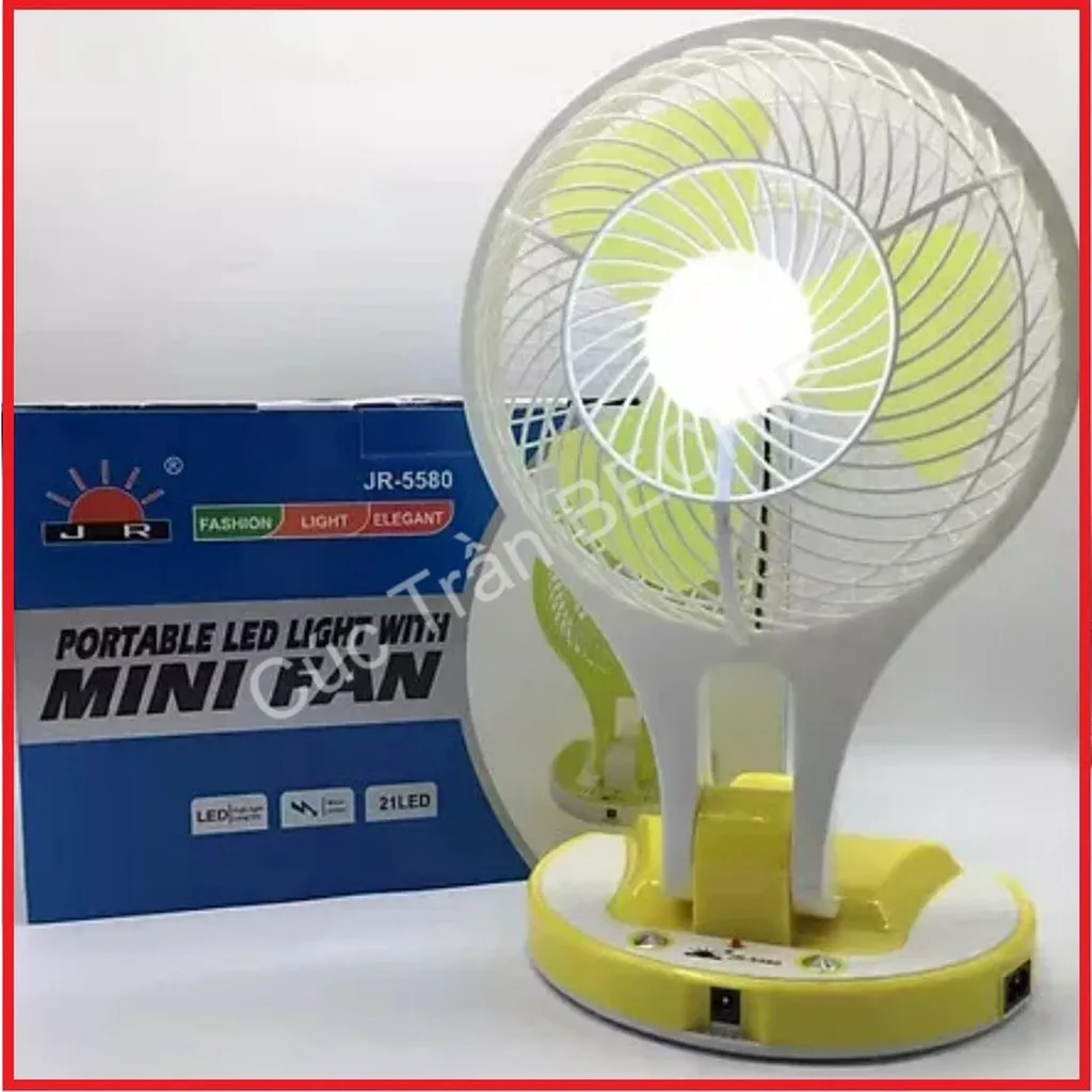 Alternative view of Quạt Tích Điện Mini Fan 5580 Kèm Đèn Led Ctb174 - Bechip