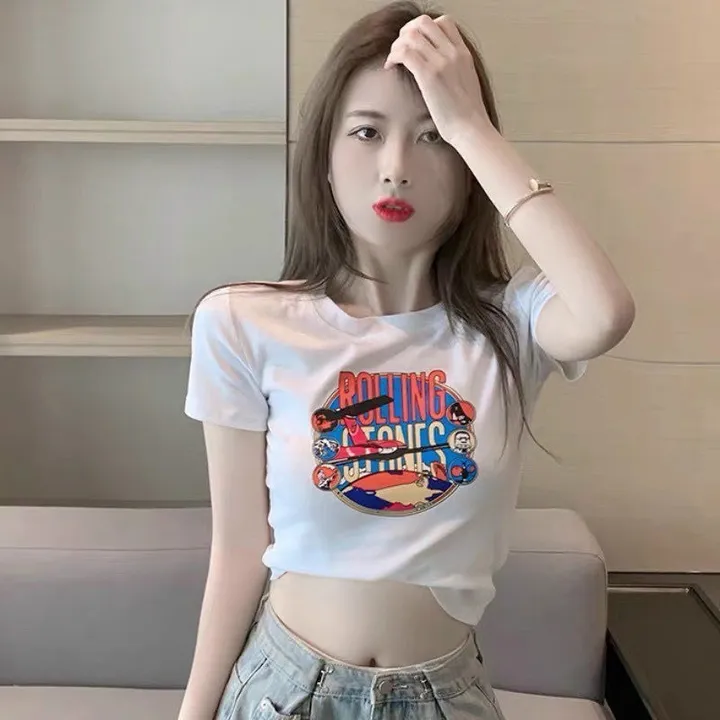 Alternative view of Áo Croptop Rolling Logo Cổ Tròn Tay Ngắn Ôm Body Ug314 - Nana House