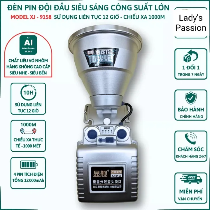 Đèn Pin Đội Đầu Siêu Sáng Bản Cao Cấp Nhất Xj-9158, Chiếu Xa1000m Chống Nước, Pin Trâu Sử Dụng 8 Đến10 Tiếng Gd040 - Lady's Passion