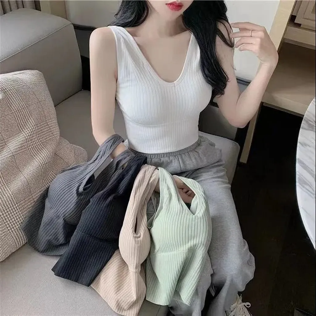 Áo Lót Nữ Bra Tập Gym Thể Thao Len Tăm Hàn Kết Hợp Với Vest Khoác Ngoài Thanh Lịch 323 - Larita Fashion