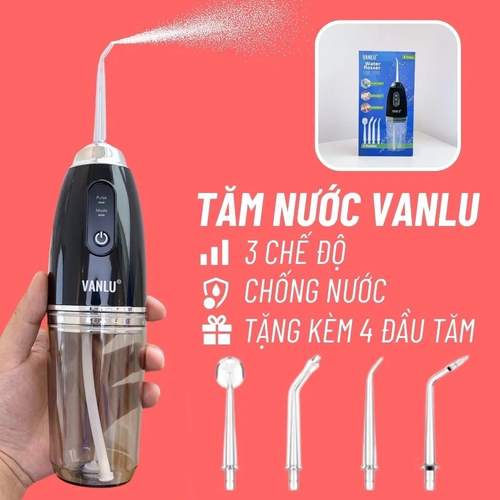 Máy Tăm Nước Optismile Vanlu Cao Cấp Chính Hãng Fullbox Tặng Kèm 4 Đầu Phun Gd058 - Lady's Passion