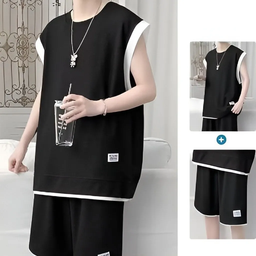 Alternative view of Bộ Đồ Nam Chất Thun Tổ Ong Dáng Áo Sát Nách Có Mác Chữ Nhỏ Cá Tính Sldcb31 - Diepchi Fashion