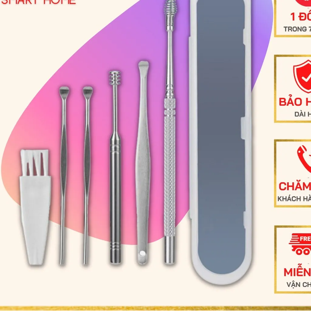 Bộ Chăm Sóc Tai, Lấy Ráy Tai, Vệ Sinh Tai, 5 Cây Inox An Toàn Hiệu Quả Gd077 - Lady's Passion