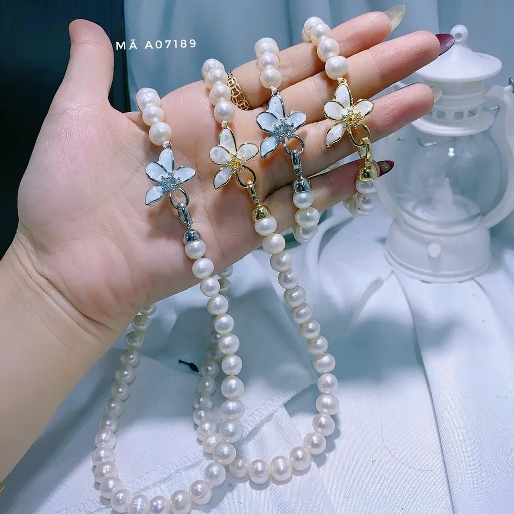 Bộ Trang Sức Ngọc Trai Nuôi Nước Ngọt Thiên Nhiên Khóa Hoa - Thắng Giang