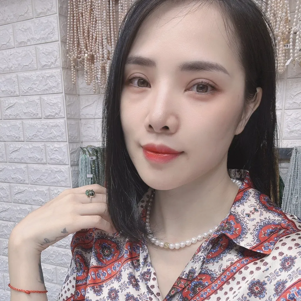Alternative view of Vòng Cổ Ngọc Trai Nuôi Thiên Nhiên Phối Charm Bi Xi Vàng - Thắng Giang