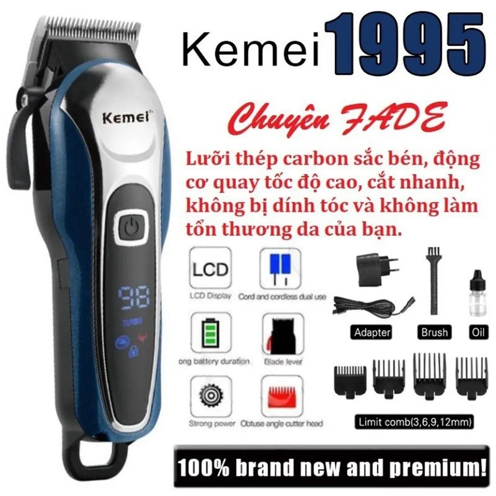 Tông Đơ Cắt Tóc Không Dây Chuyên Nghiệp Kemei Km1995, Gia Đình, Salon Tóc, Beauty, Barber Gd091 - Lady's Passion