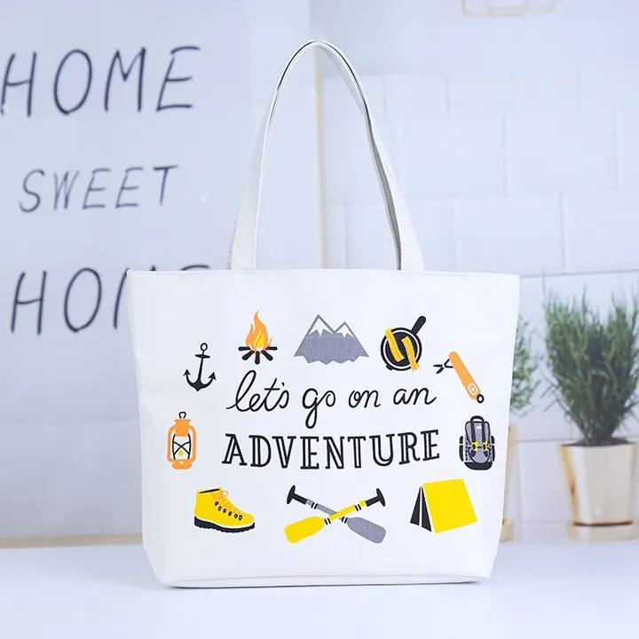 Alternative view of Túi Tote Vải Canvas Đeo Vai Đựng Laptop, Sách Vở Dáng Vuông Hoạ Tiết Xinh 281 - Larita Fashion
