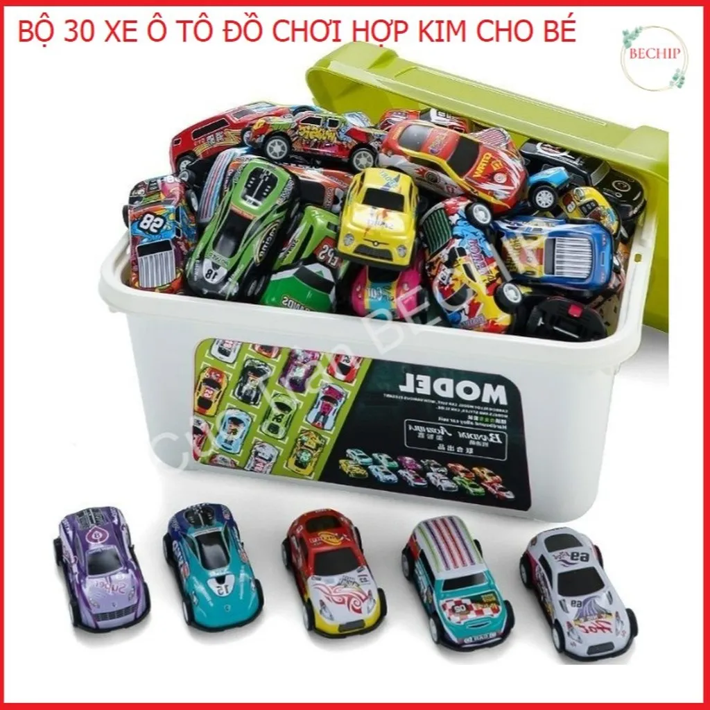 Bộ 30 Xe Ô Tô Đồ Chơi Bằng Hợp Kim Cho Bé Kèm Hộp Đựng Ctb218 - Bechip