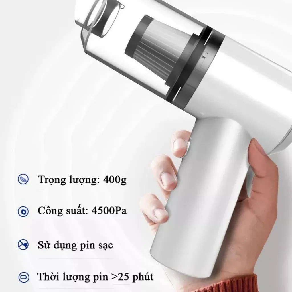 Alternative view of Máy Hút Bụi Oto Cầm Tay Không Dây Mini Công Suất 120w Hút Cực Mạnh 9000pa Dung Lượng Pin 2000 Sạc Cáp Usb Gd080 - Lady's Passion