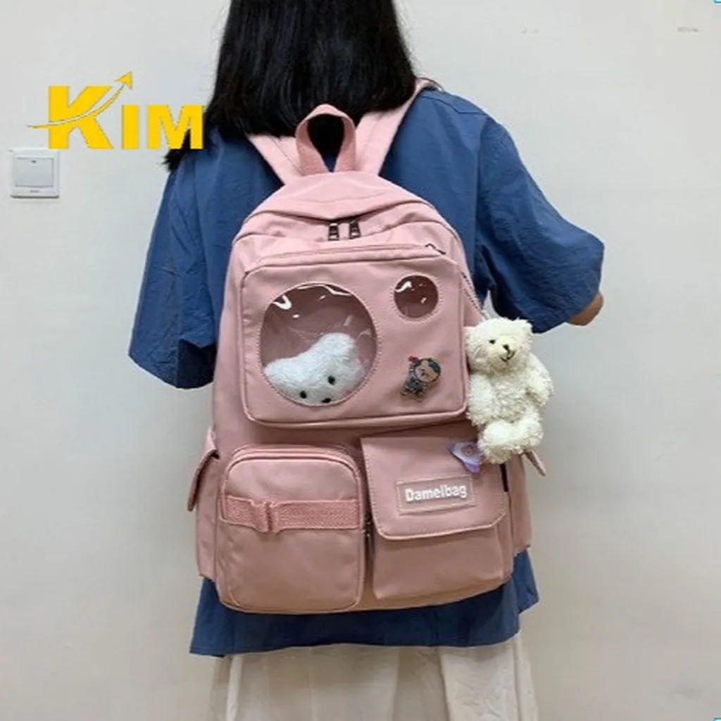 Balo Ulzzang Chống Nước, Balo Đi Học Unisex Demibag Đầu Gấu Hl04 - Kim