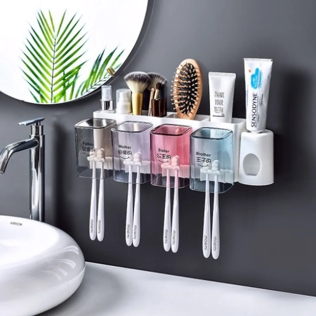 Kệ 4 Ngăn Đựng Kem Đánh Răng Kèm 4 Ly - Gdn