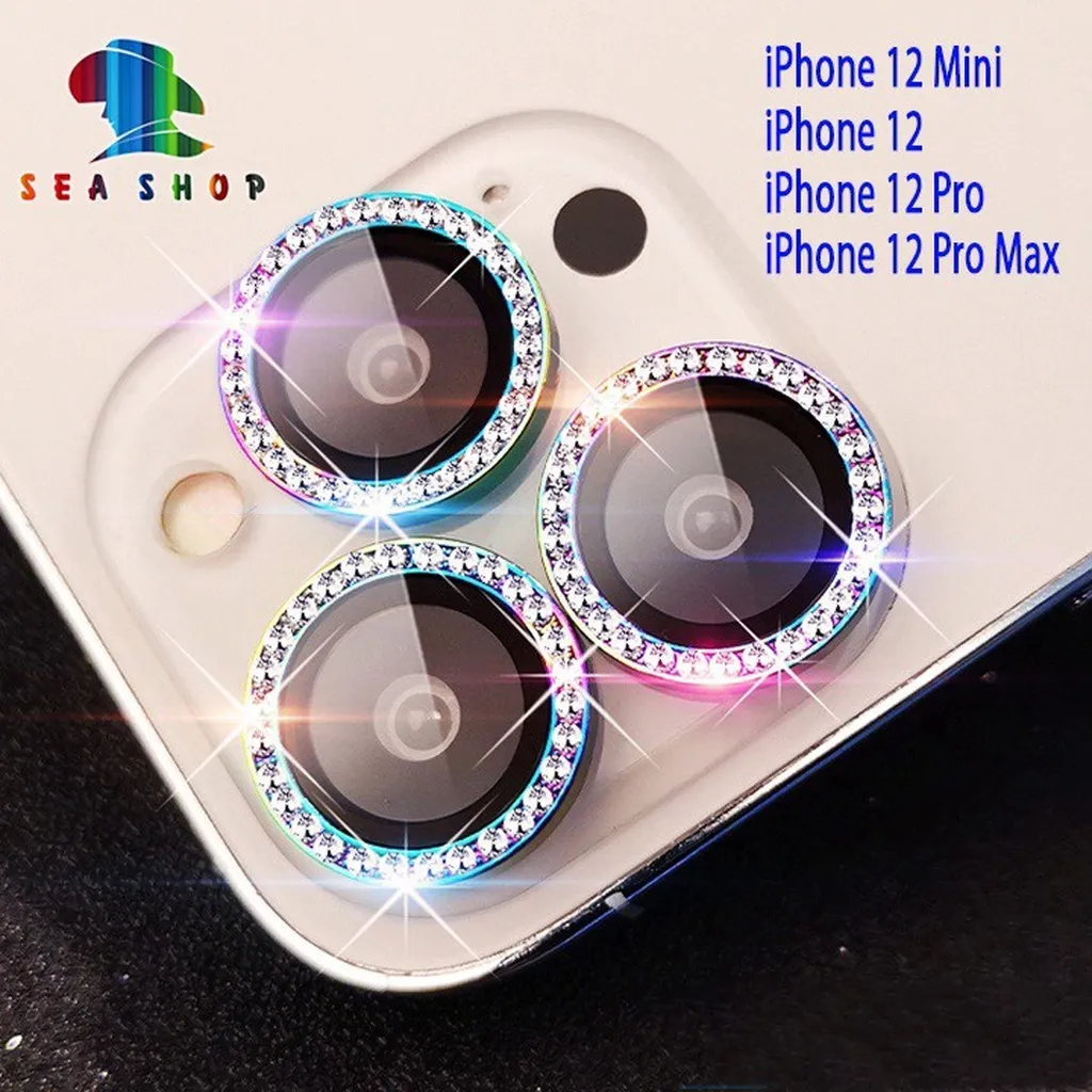 Mắt Bảo Vệ Camera Đính Đá Cho Iphone 12 Mini, 12, 12 Pro Max - Chất Liệu Titan - Không Gây Yếu Sóng - Seashop