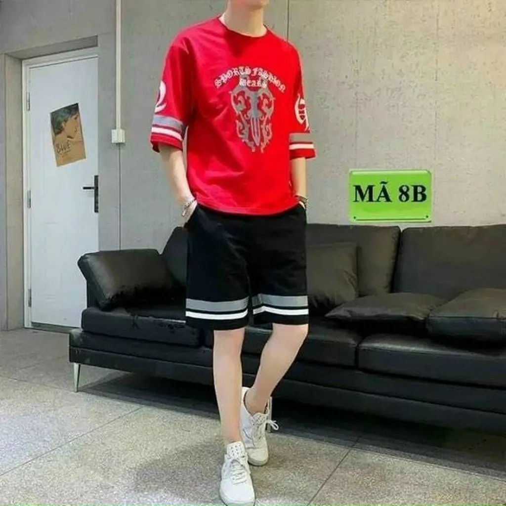 Alternative view of Sét Đồ Bộ Nam Thể Thao Mùa Hè Với Chất Vải Thun Lạnh Co Giãn Họa Tiết Đẹp Thời Trang - Htm Fashion