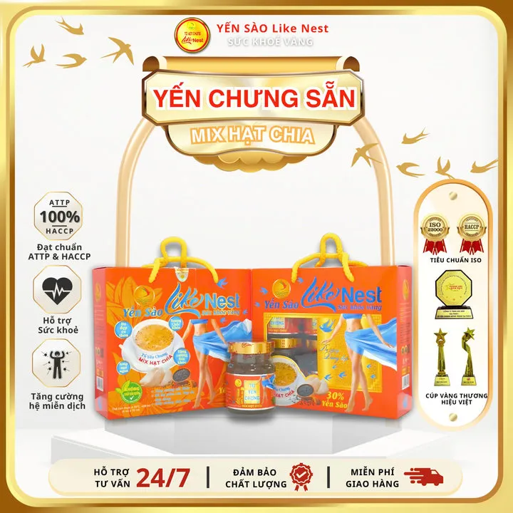 Giỏ Mini 6 Hủ Yến Chưng Like Nest Hạt Chia 30% Yến - Like Beauty