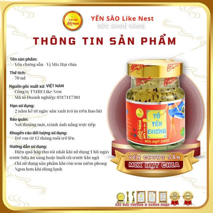 Alternative view of Giỏ Mini 6 Hủ Yến Chưng Like Nest Hạt Chia 30% Yến - Like Beauty