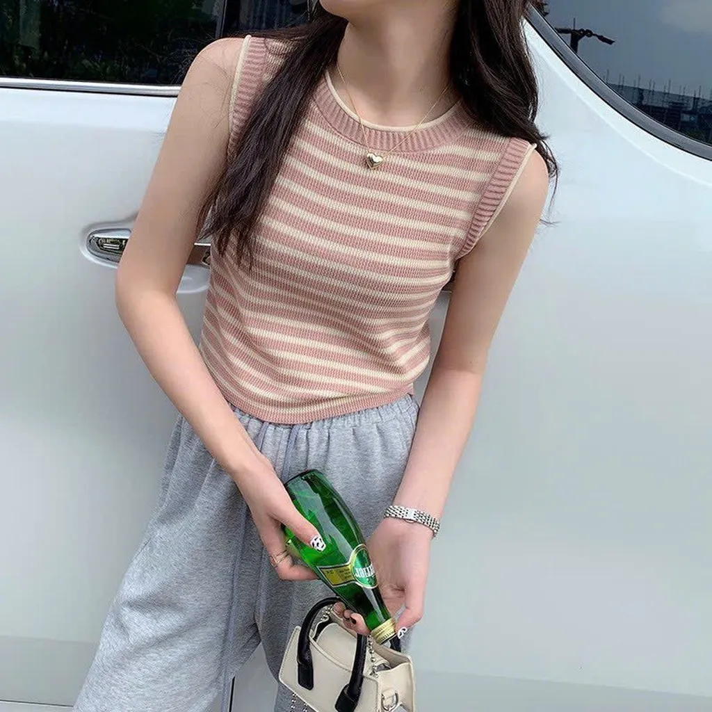 Alternative view of Áo Mongtogh Kẻ Nhỏ Với Dáng Áo Sát Nách Trẻ Trung Dành Cho Các Bạn Nữ Slcxa152 - Chipxinhxk