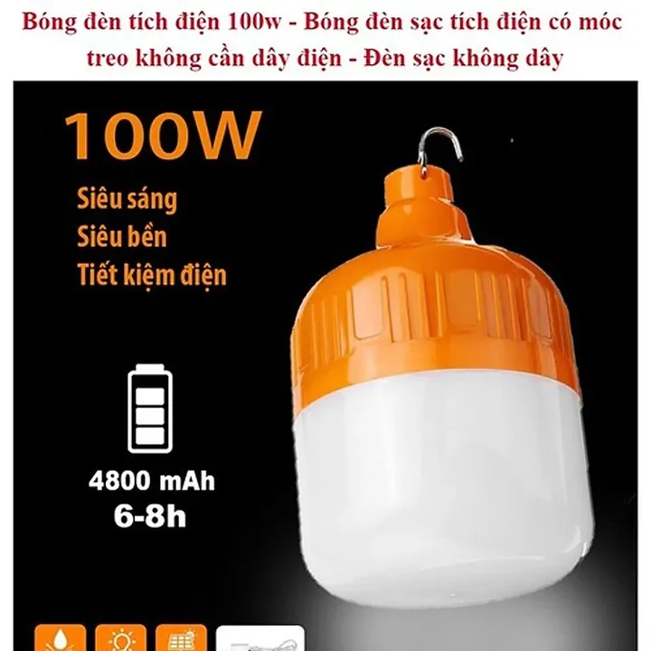 Alternative view of Bóng Đèn Tích Điện, Đèn Tích Điện Có Móc Treo Tiện Lợi Loại To, Công Suất 150w Ctb224 – Bechip
