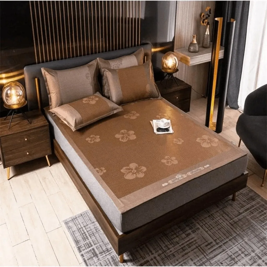 Chiếu Mây Điều Hòa Mây Hoa Long, Viền Lụa Cao Cấp, Tặng Kèm 2 Vỏ Gối Ctb229 - Bechip