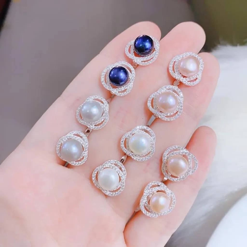 Bông Tai Bấm Bạc Ta Cao Cấp Gắn Ngọc Trai Nuôi Nước Ngọt Thiên Nhiên - Thắng Giang