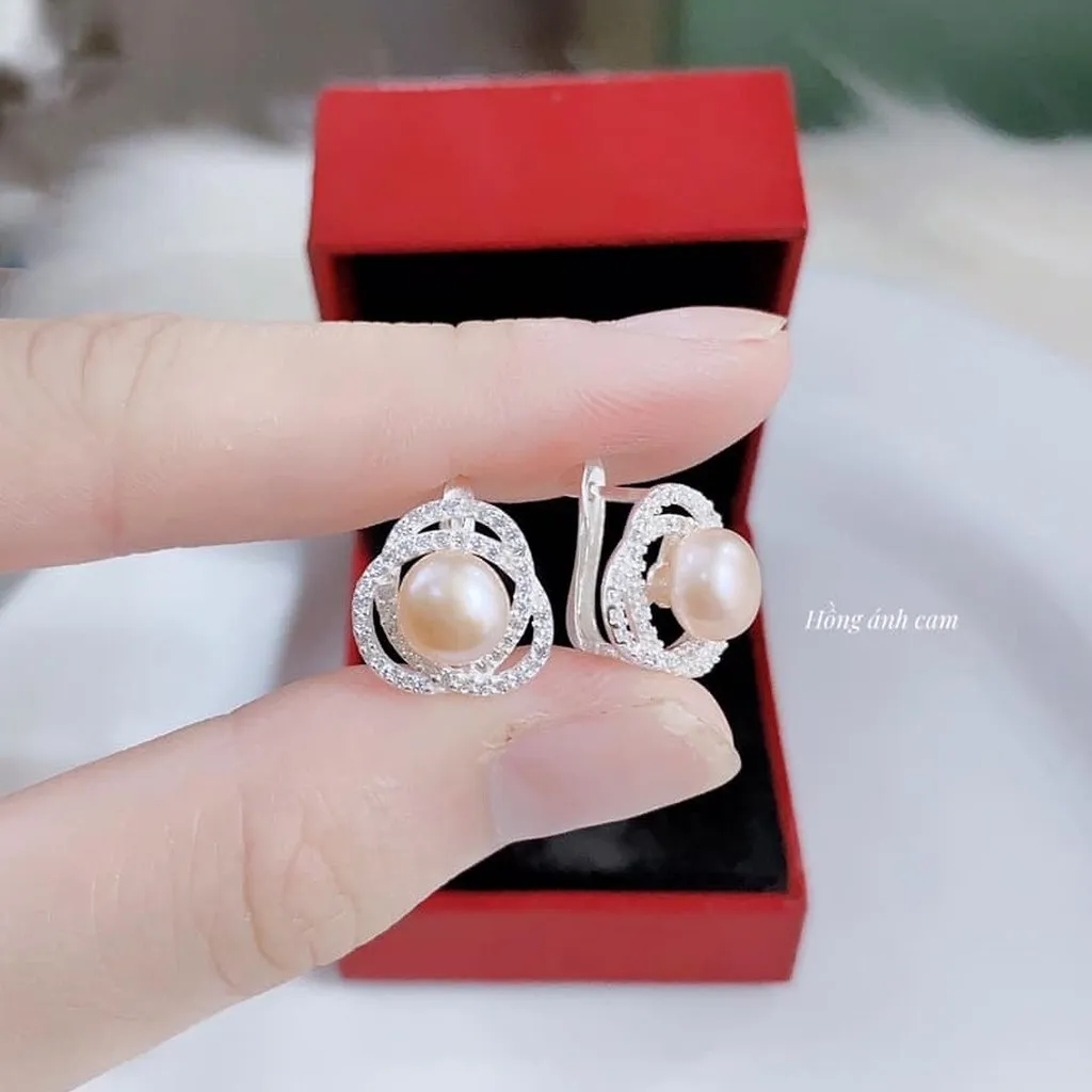 Alternative view of Bông Tai Bấm Bạc Ta Cao Cấp Gắn Ngọc Trai Nuôi Nước Ngọt Thiên Nhiên - Thắng Giang