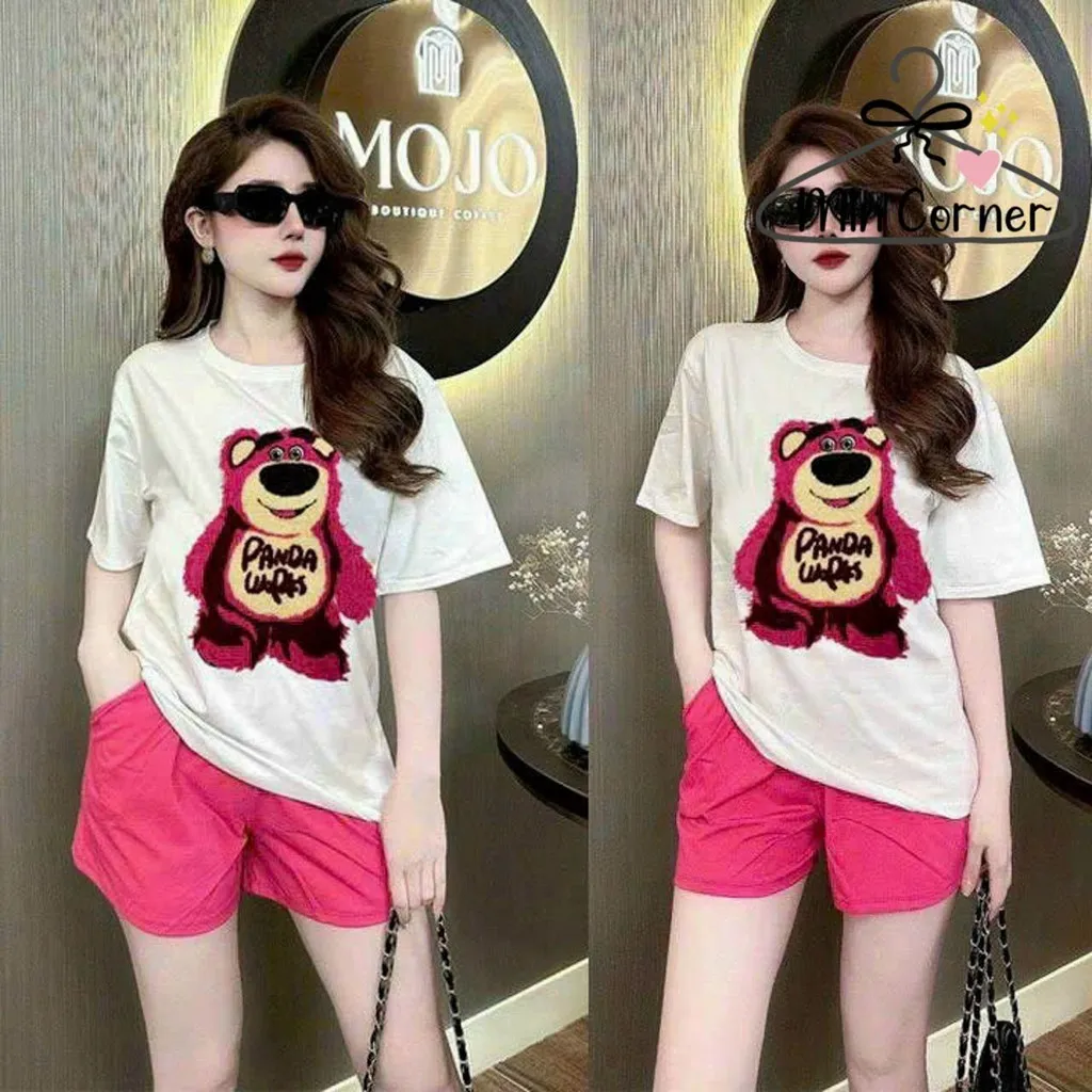 Bộ Thun Short In Hình Gấu Dâu Mb55 - Min Corner