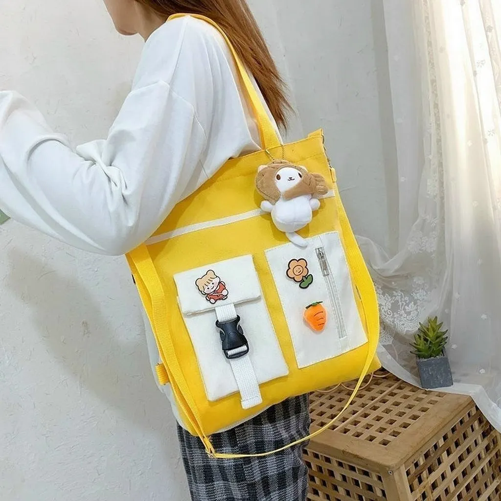 Túi Tote Đeo Vai 2 Kiểu Vải Bố Phối Túi Hộp Thời Trang St23 - Nana House