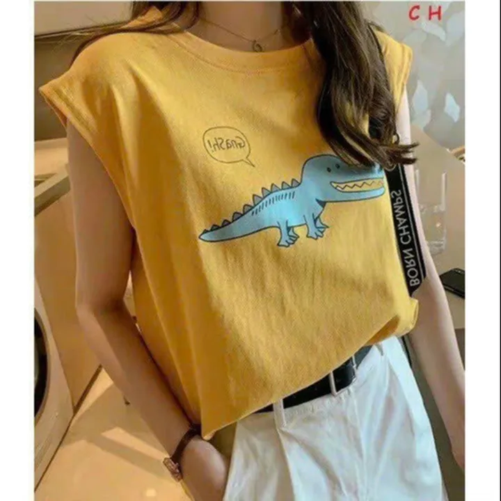 Áo Thun Ba Lỗ Nữ In Hình Cá Sấu Dễ Thương Thời Trang Freesize Sht76 - Minh Hà House