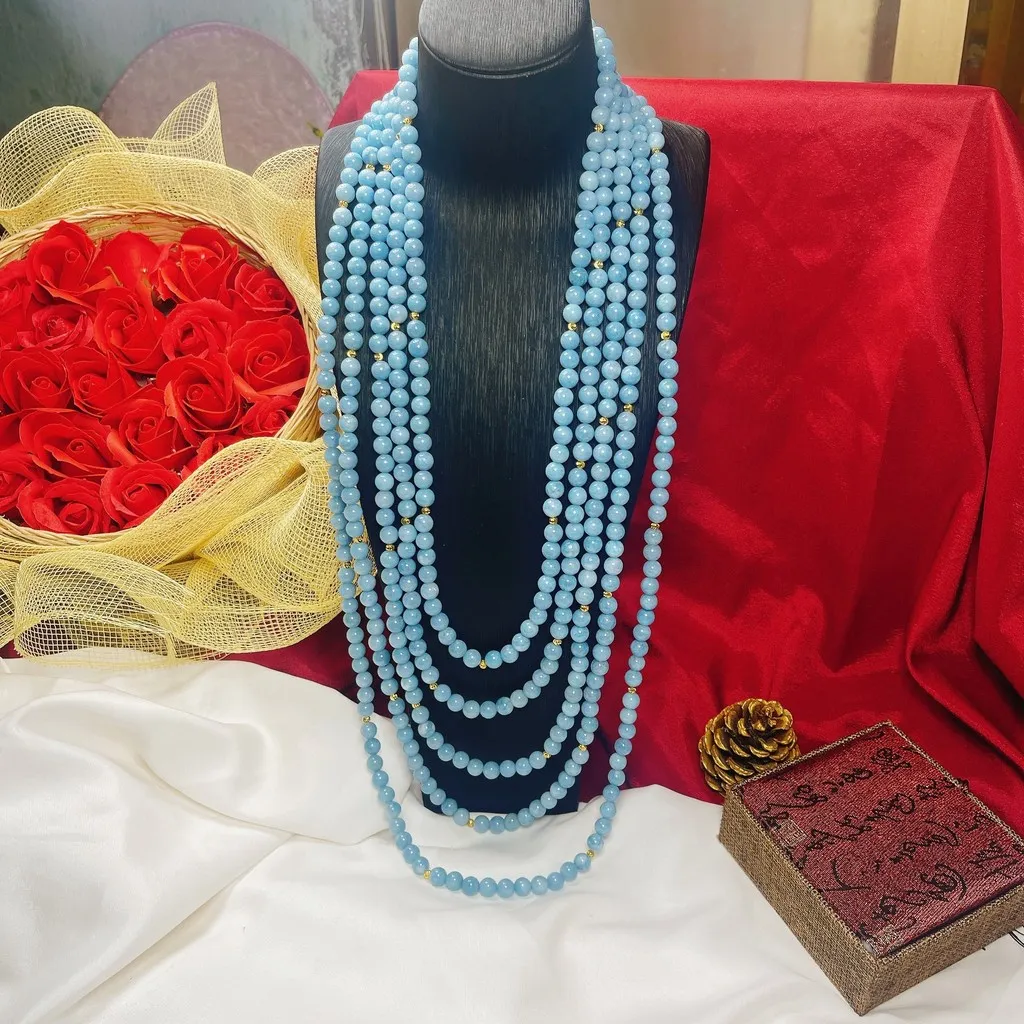 Alternative view of Chuỗi Vòng Cổ Thạch Anh Màu Aquamarine Thiên Nhiên Năm Tầng - Thắng Giang